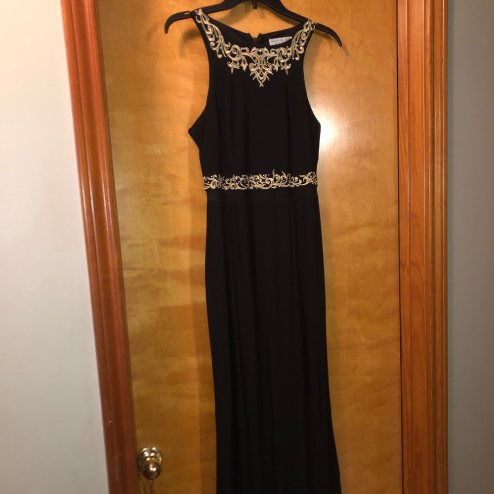 Black Prom Dress Gold accents